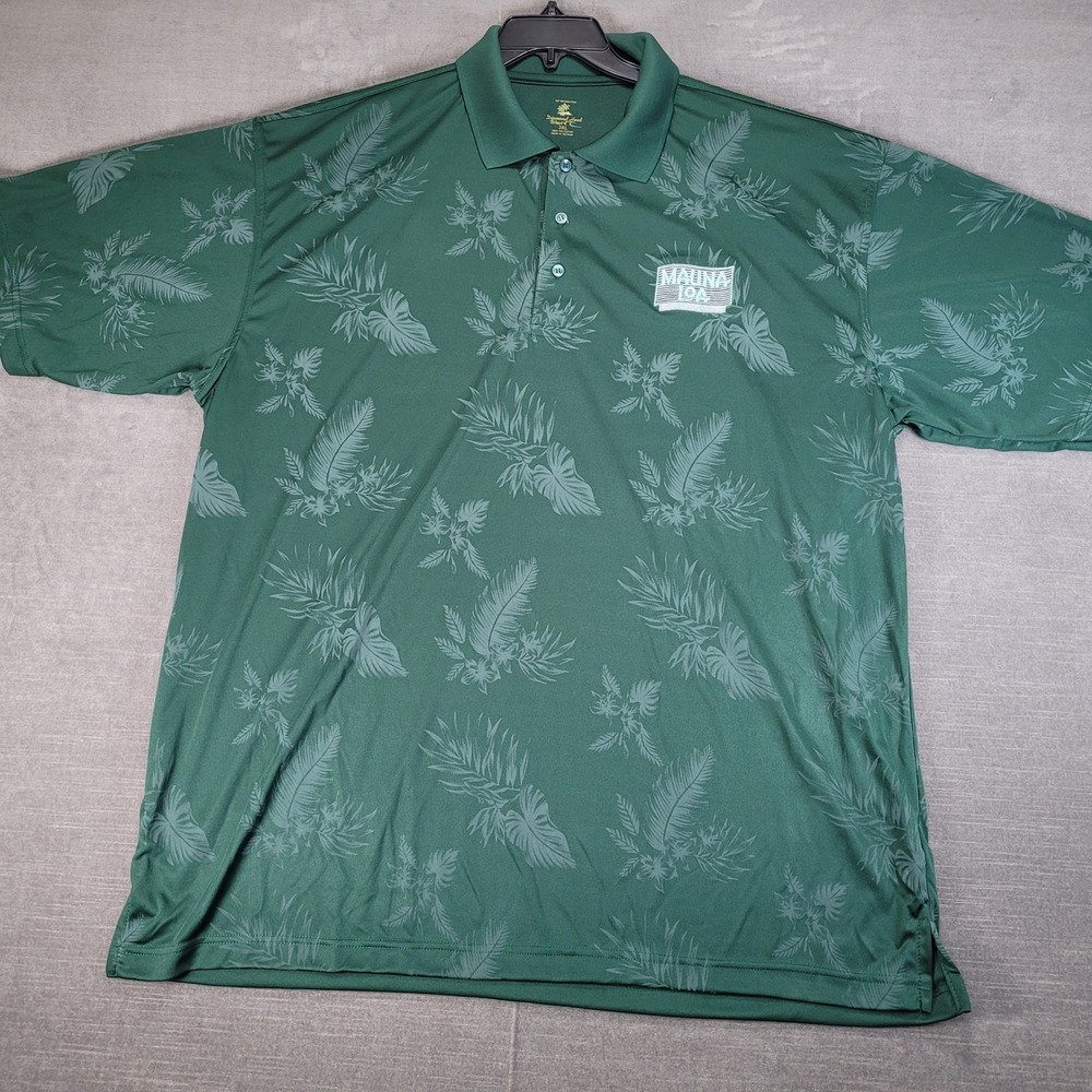 Diamond Head Wear Mauna Loa Men's 3XL Green Tropical‎ Leaf Print Polo Shirt